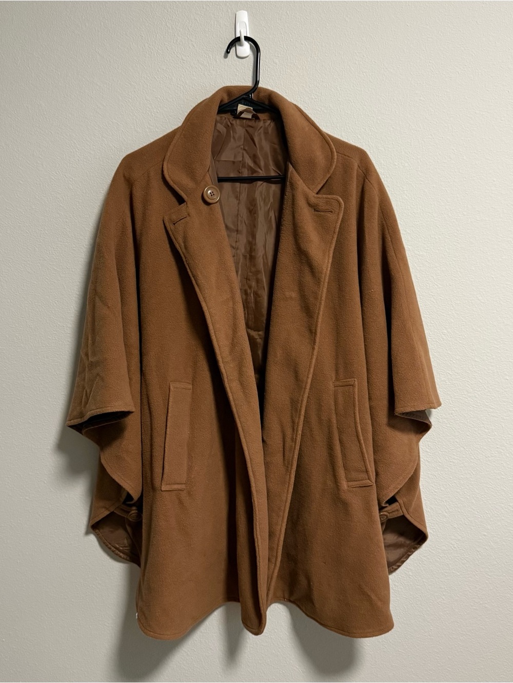 Brown Wool Blend Cape Coat